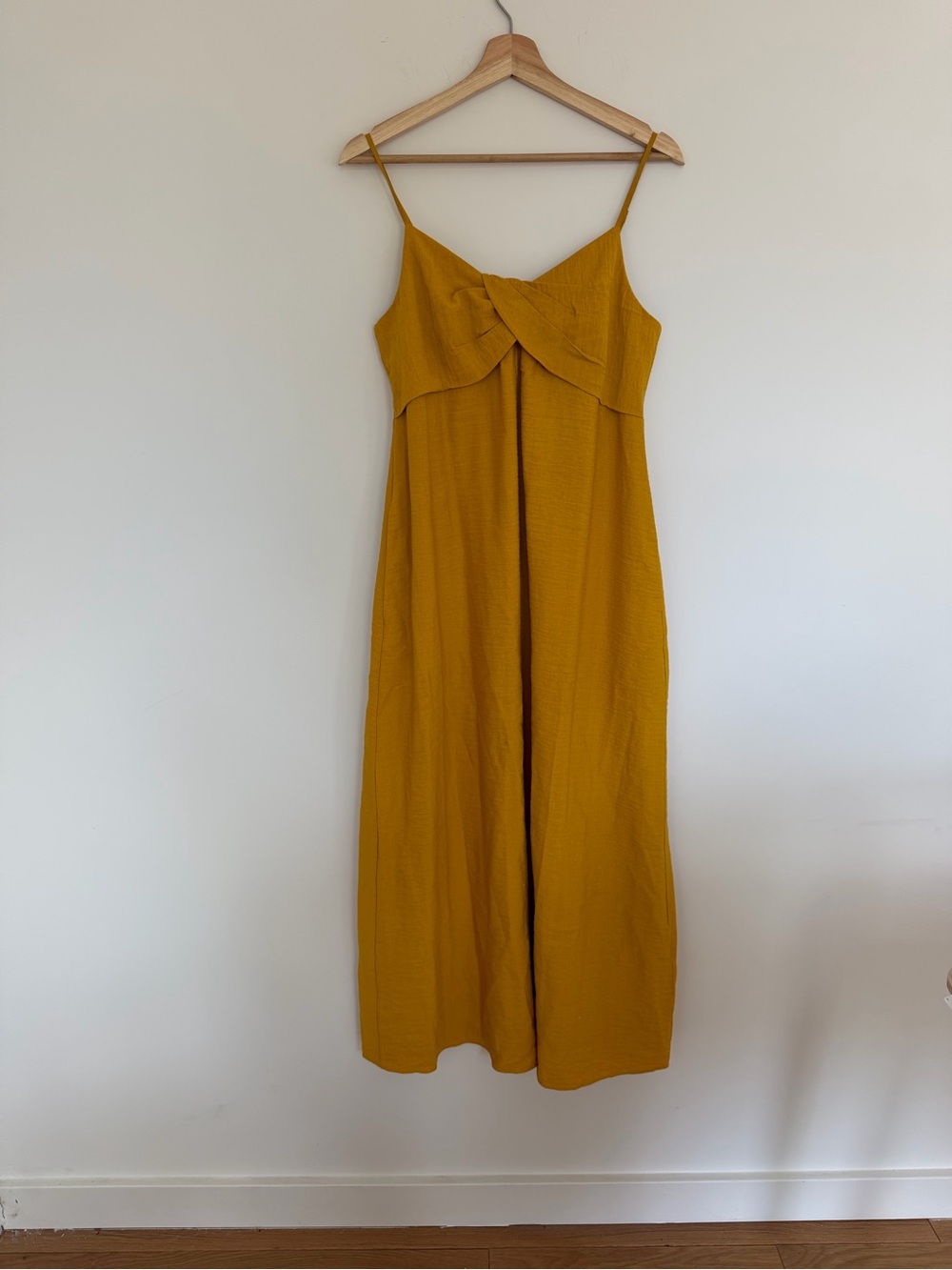 Banana Republic Mustard Yellow Maxi Spaghetti Strap Dress + pockets